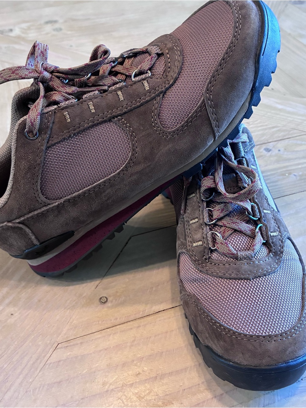 Danner’s Ortholite Women’s Casual Trail Sneakers in Dusty Mauve and Brown